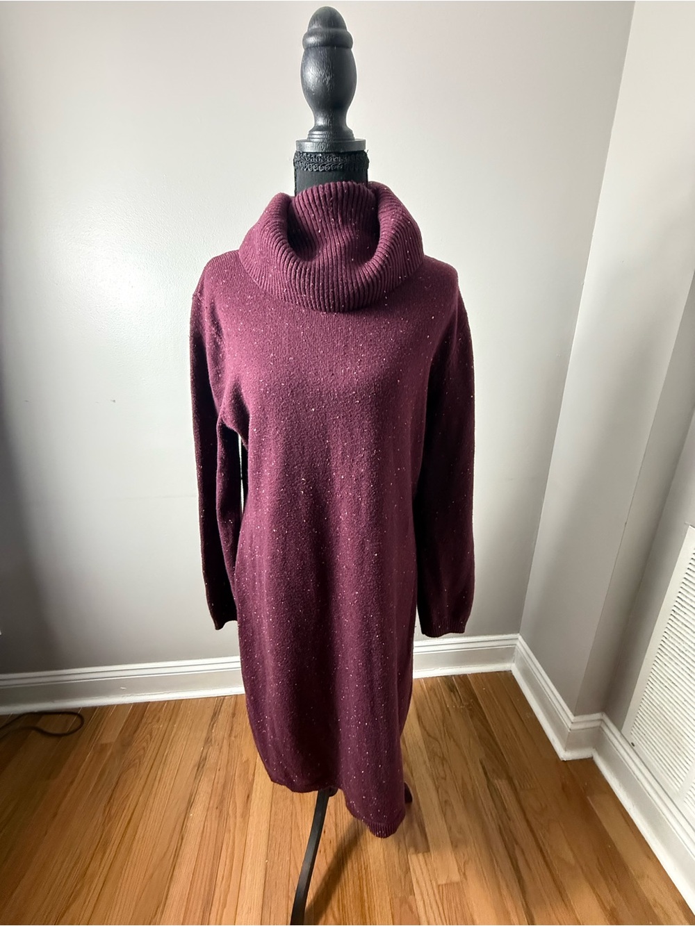 Talbots Burgundy Cowl Neck Sweater Dress